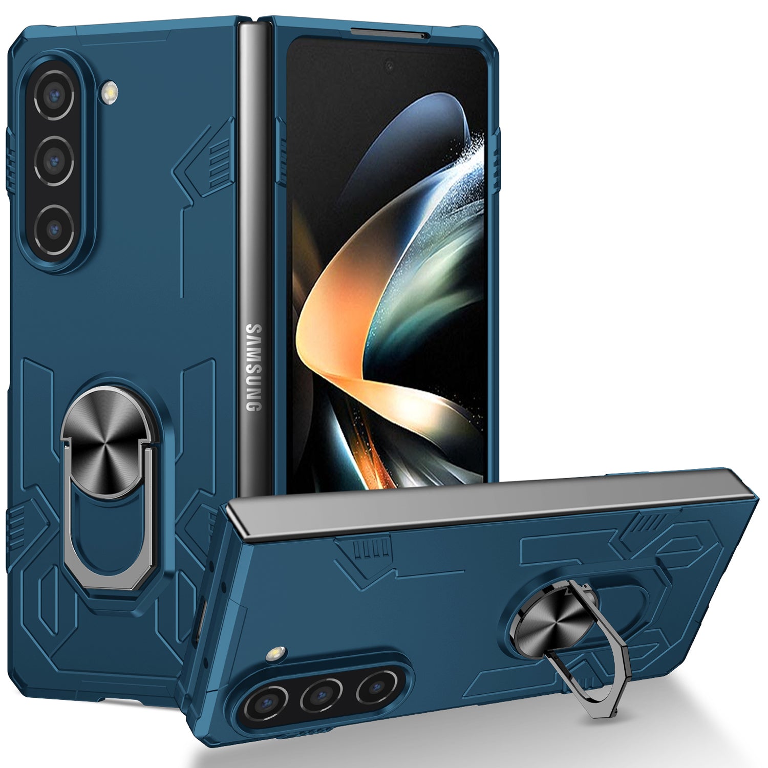 For Samsung Galaxy Z Fold5 5G Ring Kickstand Phone Case Hard PC Anti-drop Cover Support Magnetic Car Mount For Samsung Galaxy Z Fold5 5G Ring Kickstand Phone Case Hard PC Anti-drop Cover Support Magnetic Car Mount